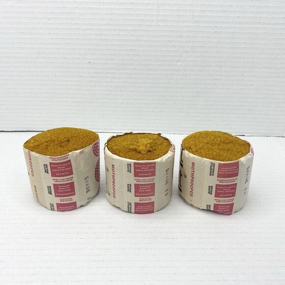 Vtg Lot of 3 Readicut Wool Nylon Pre-Cut Latch Hook Rug Yarn Dark Gold Yellow - Picture 4 of 5